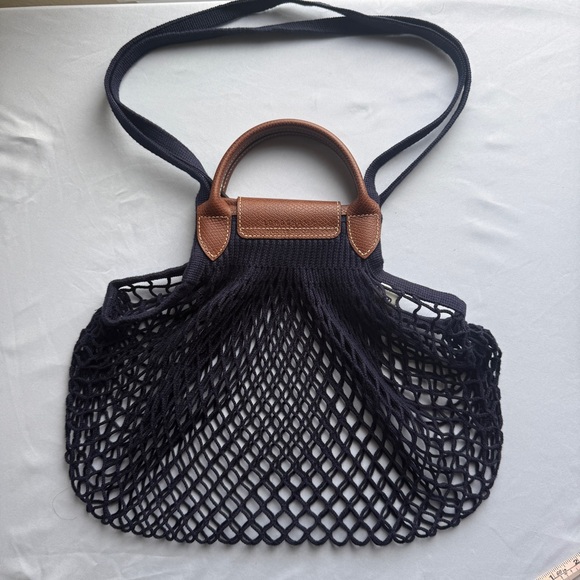 Longchamp Le Pliage Filet Mesh Bag - Navy Large Excellent Condition - Picture 4 of 10